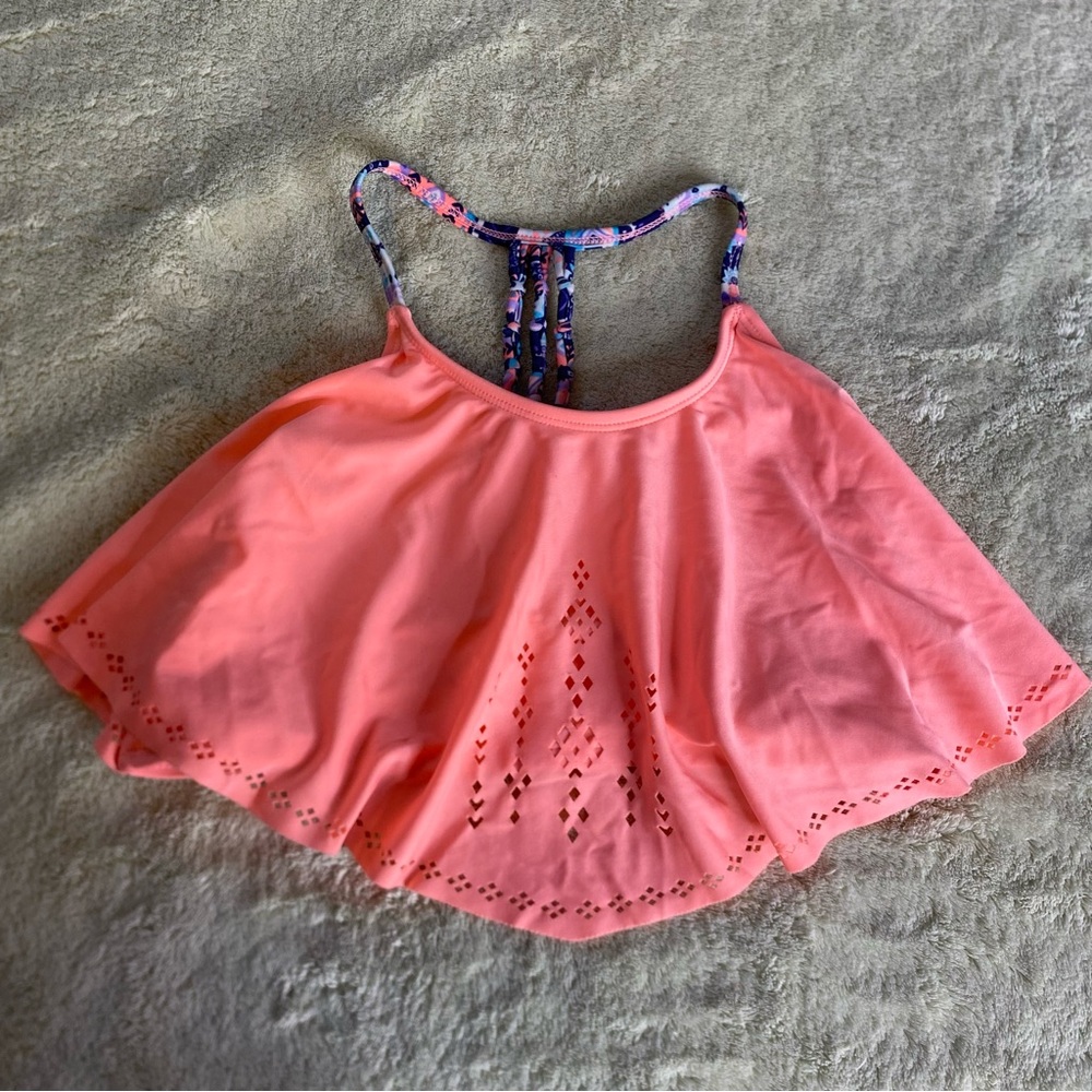 Art Class | Coral Asymmetrical Cut Out Bikini Top | Kids Size XL (14-16)
